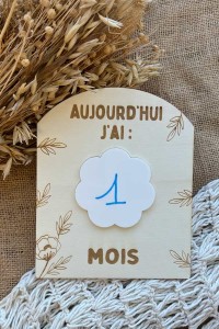 Carte étapes en bois bébé | Fleurs