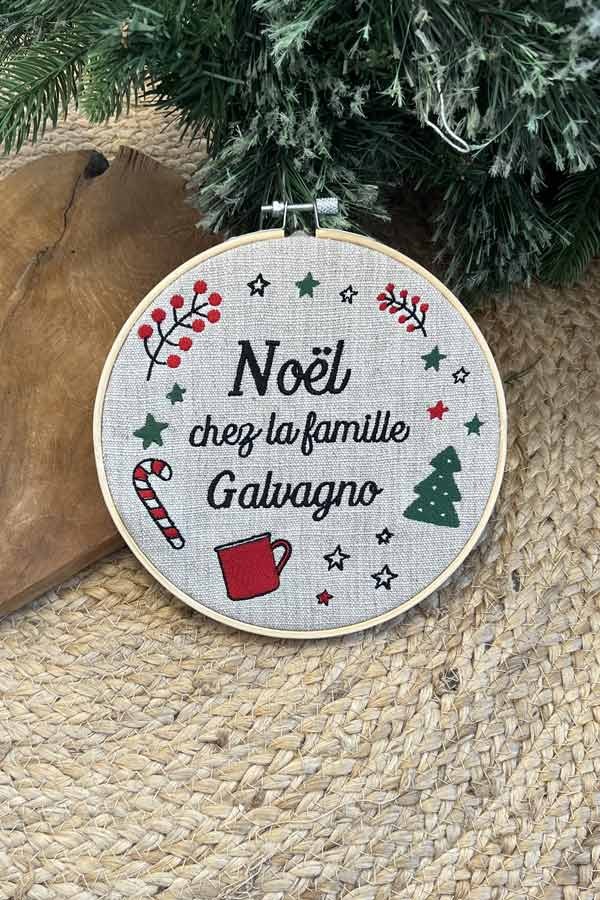 Tambour brodé de Noël | Le Noël de la famille