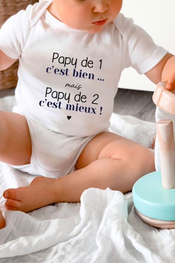 Body bébé | Papy de 1 c'est bien mais papy de 2 c'est mieux