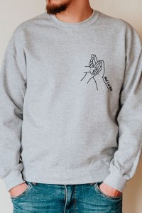 Sweat sans capuche personnalisé | Mains famille