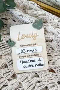 Carte étape en bois personnalisé bébé | Feuilles