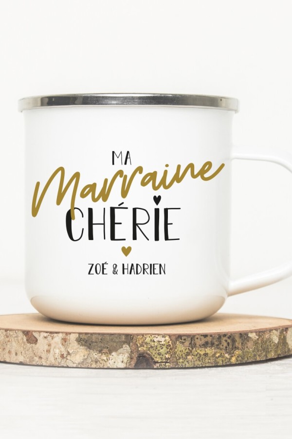 Mug vintage métal personnalisé| Marraine Chérie