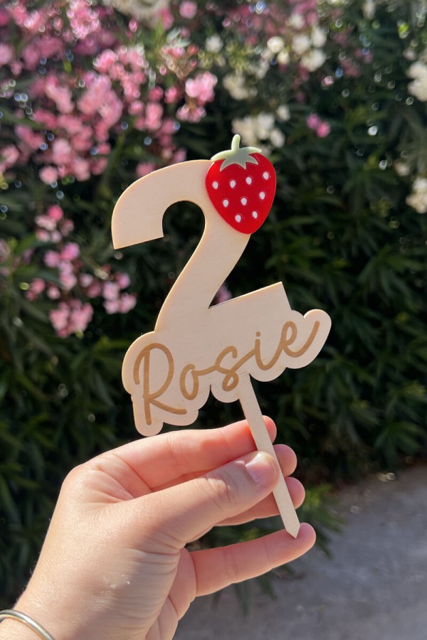 Cake topper fraise | Personnalisé