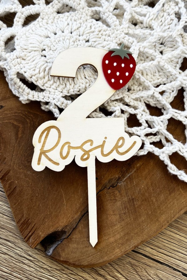 Cake topper fraise | Personnalisé