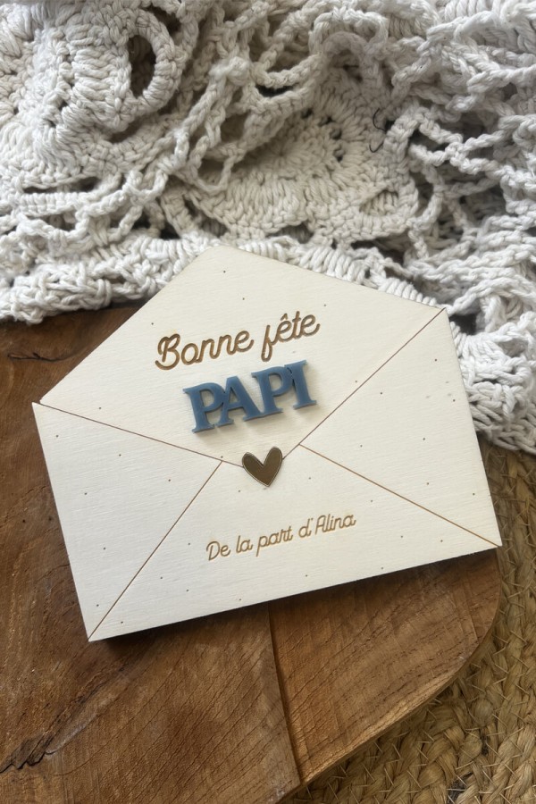 Enveloppe bois personnalisée maîtresse | Fleurs- Myprettylittlestore