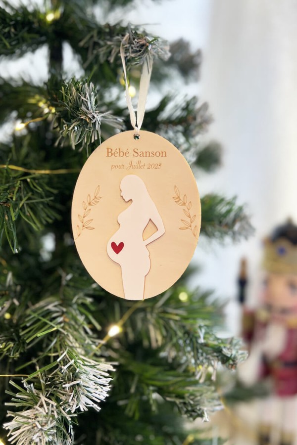 Décoration de Noël en bois personnalisée | Annonce grossesse